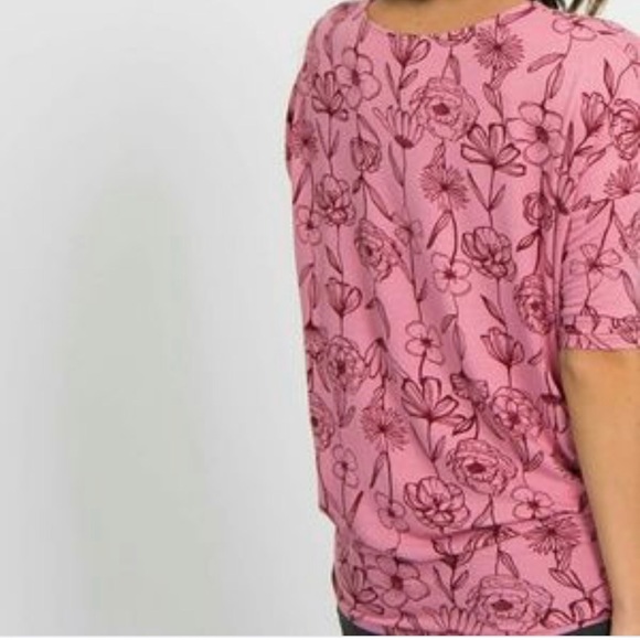 🌺 Dolman Tunic Rosy Pink with Burgundy Floral A&D - Picture 4 of 7